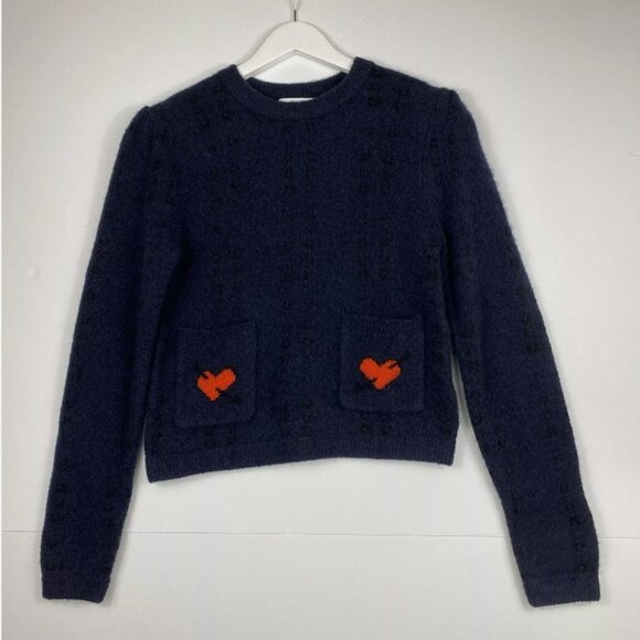 Ganni Waterly Jacquard Pullover In Navy, M - Picture 7 of 11